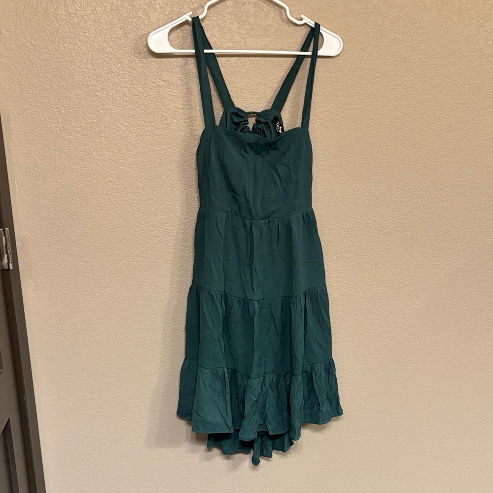Trixxi Green Tiered Mini Dress